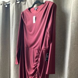 NWT | Express wine long sleeve ruched midi dress